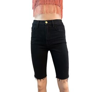 FRAME DENIM Black Bermuda Shorts Le Vintage Raw Edge Cut Offs 5-Pocket Dungaree